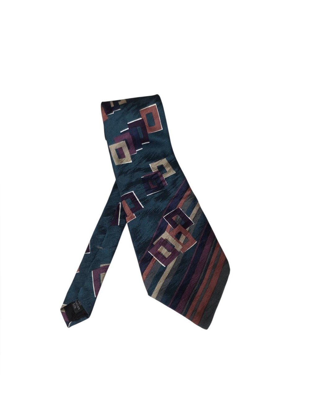 Bugatti Classic Geometric Pattern Men's Tie in Teal and Burgundy